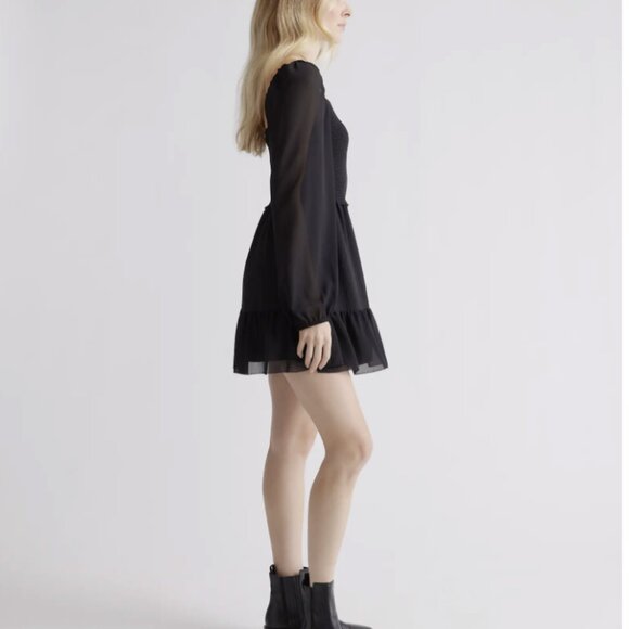 🖤 Quince Chiffon Smocked Mini Dress Black - XL - Picture 10 of 10